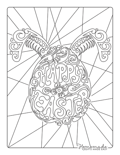 Easter Coloring Pages Happy Easter Bunny Doodle