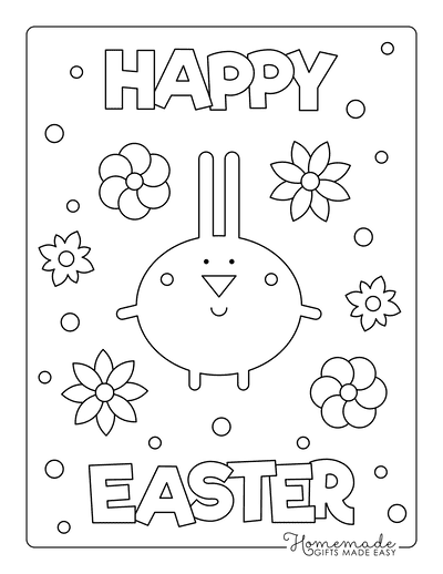 Easter Coloring Pages Happy Easter Bunny Flowers Sign