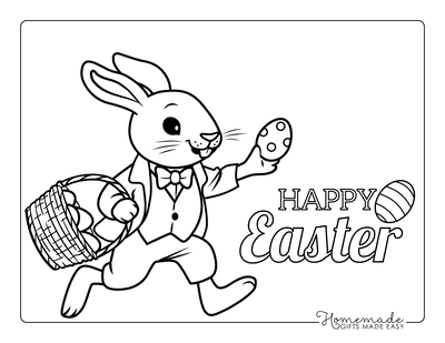 Easter Coloring Pages Hopping Bunny With Egg Basket