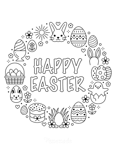 Easter Coloring Pages Icons Wreath