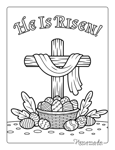 Easter Coloring Pages Religious Easter Cross and Easter Eggs to Color