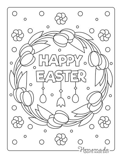 Easter Coloring Pages Tulip Wreath Flowers