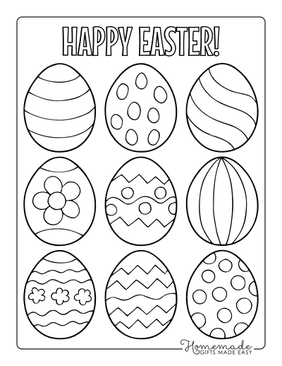 Easter Egg Coloring Pages 9 Patterned Eggs 1