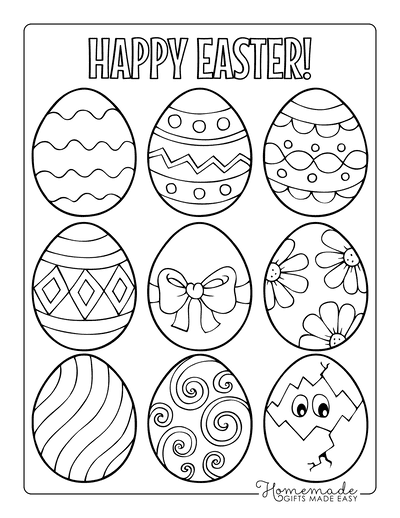 Easter Egg Coloring Pages 9 Patterned Eggs 2