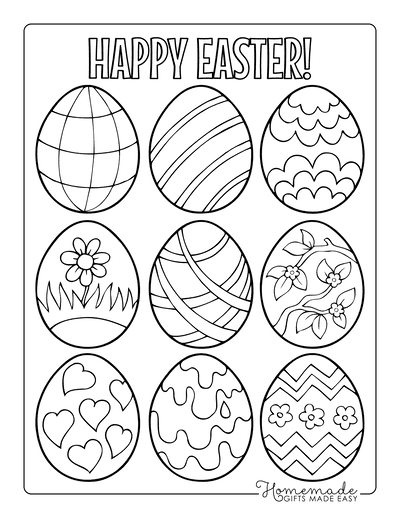 Easter Egg Coloring Pages 9 Patterned Eggs 3