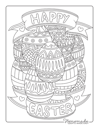 Easter Egg Coloring Pages Happy Easter Patterned