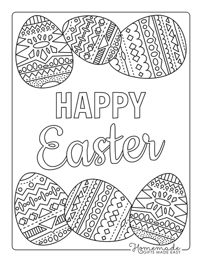 Easter Egg Coloring Pages Happy Easter Patterned Egg Border