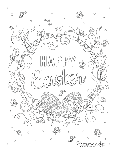 Easter Egg Coloring Pages Happy Easter Wreath Eggs