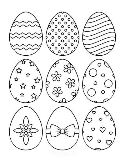 Coloring pages of easter eggs