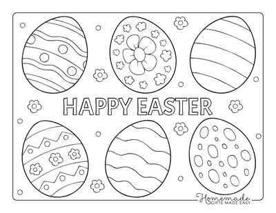 Easter Egg Coloring Pages Set 6 Patterned Eggs