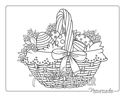 Easter Egg Coloring Pages Wicker Basket Patterned Eggs