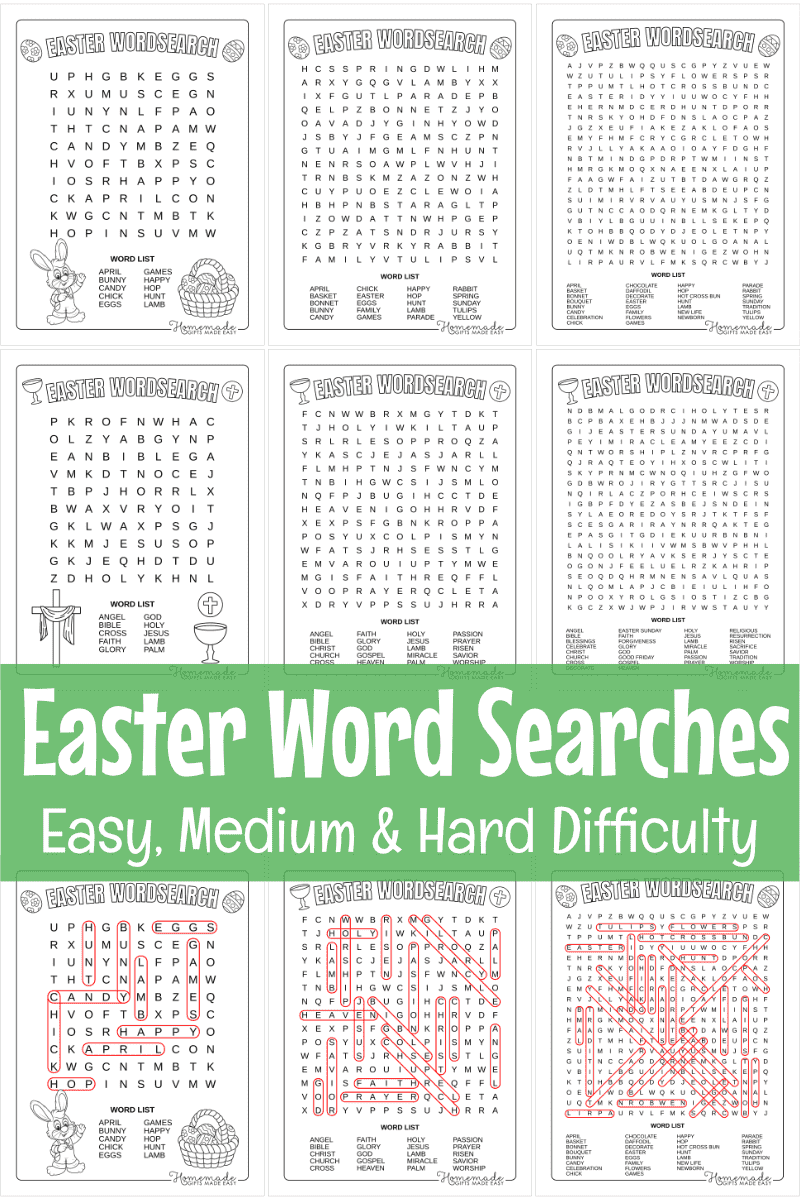 Free printable Easter Word Search