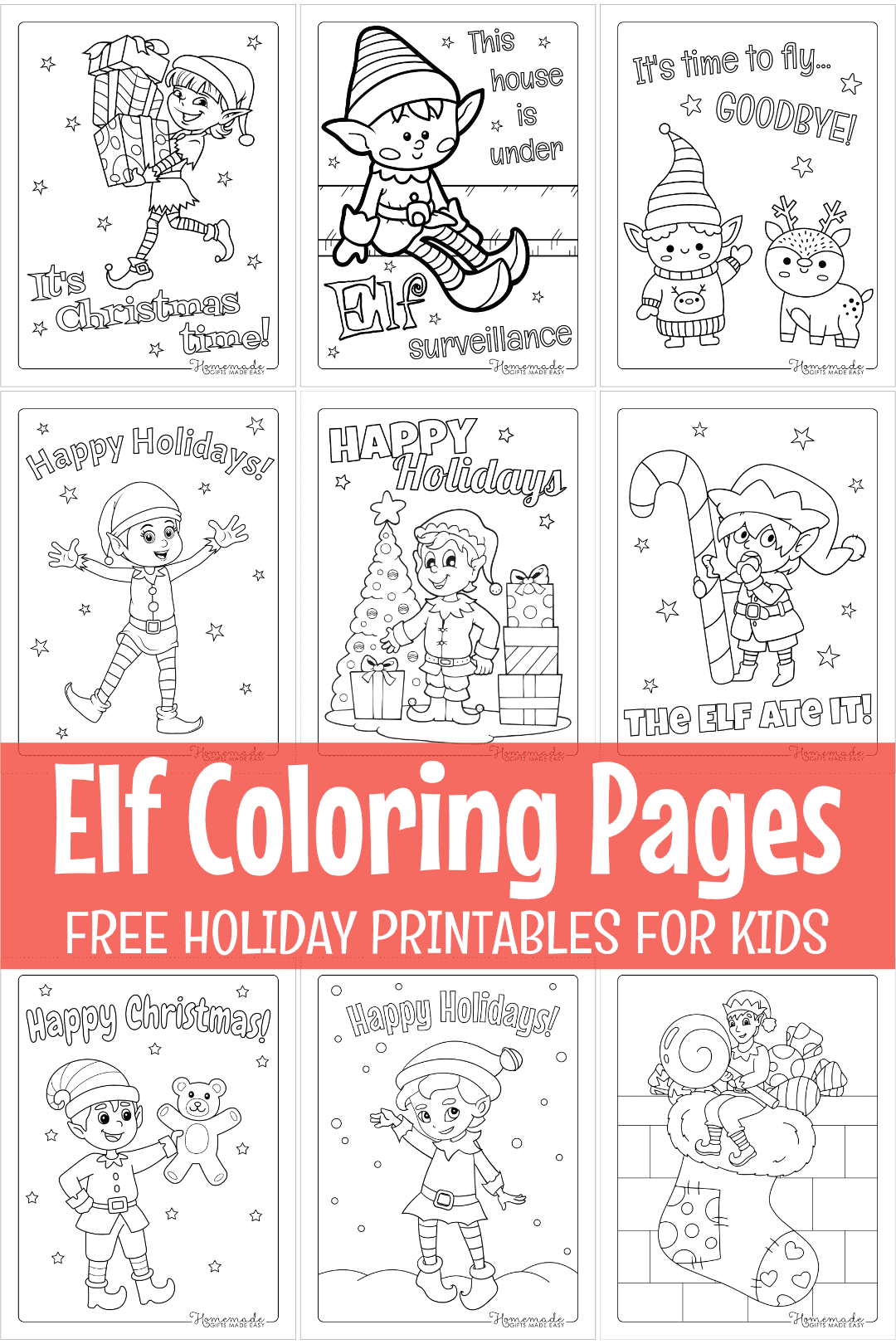free printable elf coloring pages