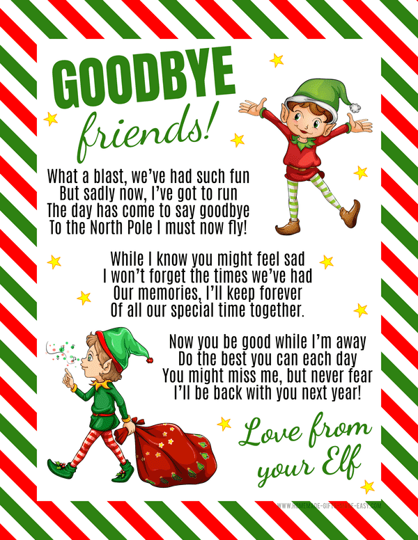 Freebie Your Very Own Goodbye Letter From The Elf On The Shelf | My XXX ...