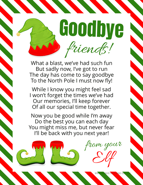 Free Printable Elf Goodbye Letters - Farewell from Elf On The Shelf!