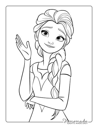 Elsa Coloring Pages Easy Elsa Waving Outline to Color