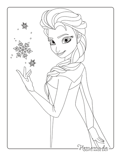 Elsa Coloring Pages Easy Snowflake Ice Princess