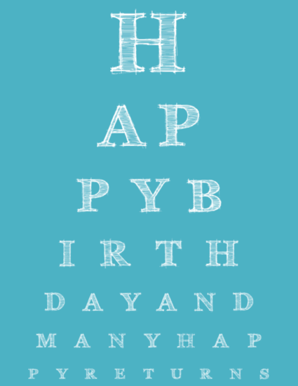 happy birthday eye chart