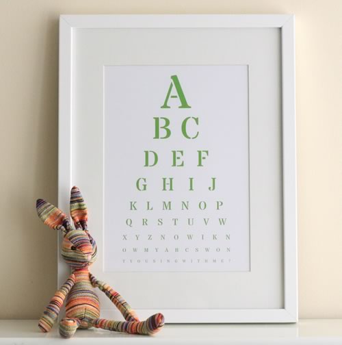 Alphabet nursery eye chart art