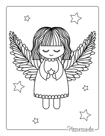 Fairy Coloring Pages Cute Fairy Holding Star