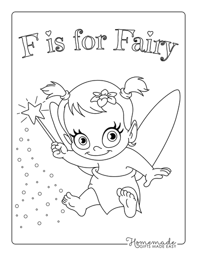 Fairy Coloring Pages F Is for Fairy Baby Fairy Wish