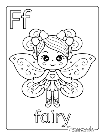 Fairy Coloring Pages F Is for Fairy for Kids