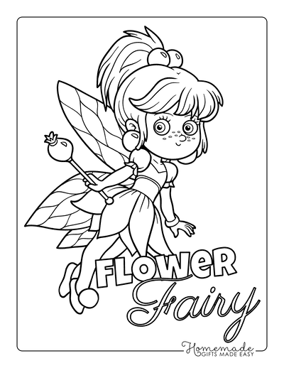 Fairy Coloring Pages Flower Fairy Rose Hip Wand
