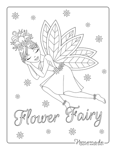 Fairy Coloring Pages Flower Fairy Sleeping