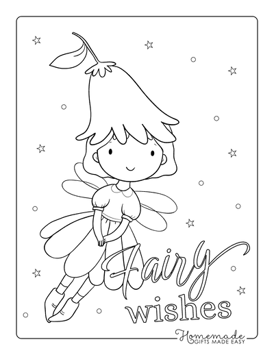 Fairy Coloring Pages Wishes Flower Fairy Stars