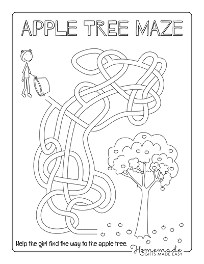 Fall Coloring Pages Apple Maze