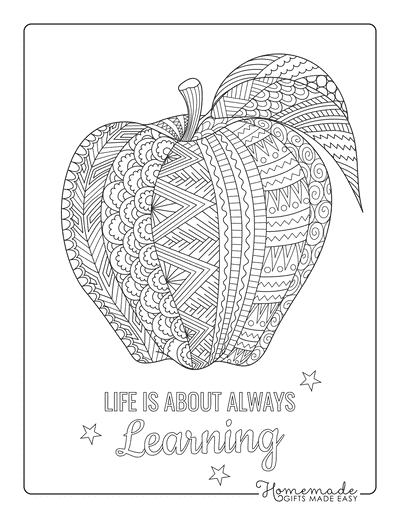 Fall Coloring Pages Apple Zentangle for Adults
