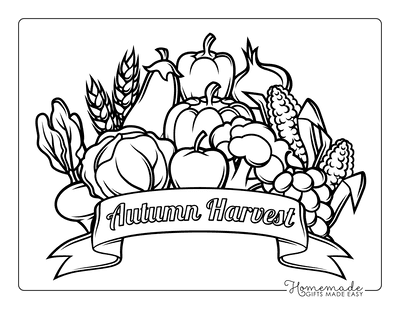 Fall Coloring Pages Autumn Harvest Banner