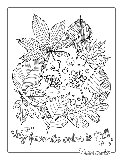Fall Coloring Pages Autumn Leaf Arrangement