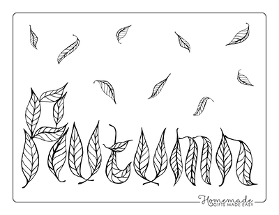 Fall Coloring Pages Autumn Leaf Letters Font