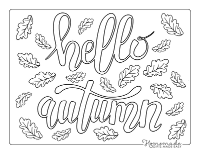 Fall Coloring Pages Hello Autumn Fall Leaves