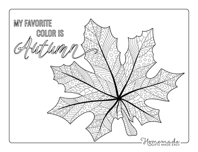 Fall Coloring Pages Maple Leaf Doodle for Adults