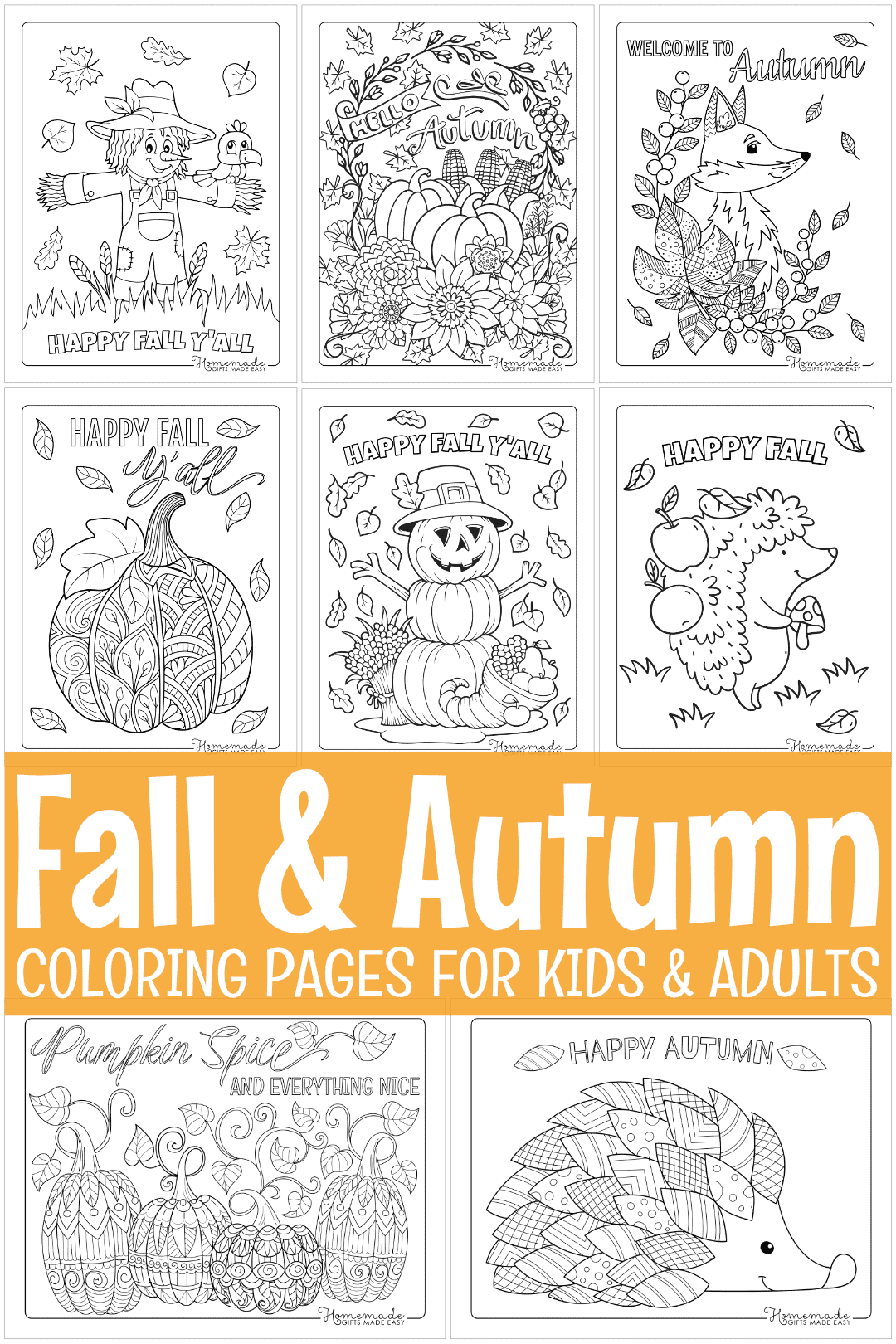 autumn and fall coloring pages