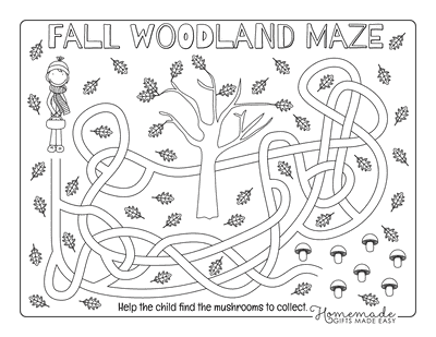 Fall Coloring Pages Mushroom Maze
