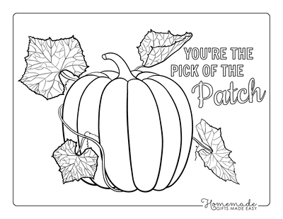 Fall Coloring Pages Pumpkin Patterned Vine Leaves