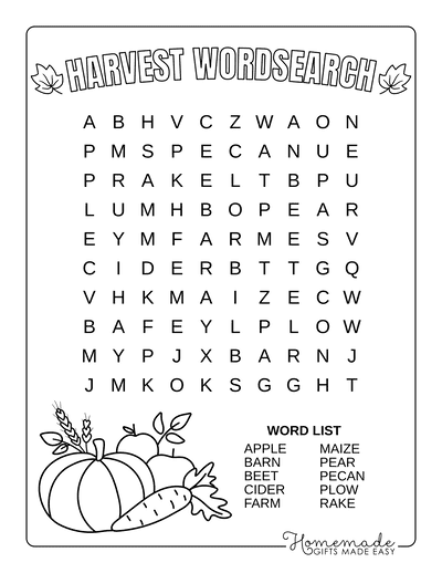 Free Printable Fall Word Search Puzzles for Kids