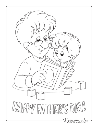 Fathers Day Coloring Pages Dad Reading Book