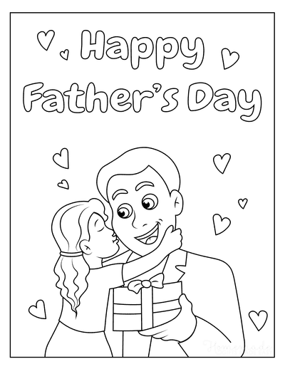 Fathers Day Coloring Pages Father Daughter Gift Hearts