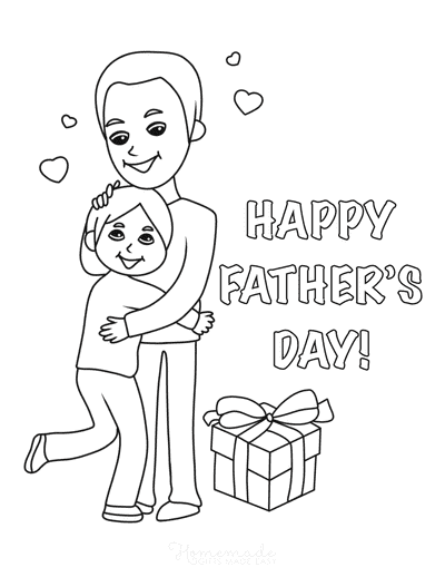 Fathers Day Coloring Pages Father Daughter Hug
