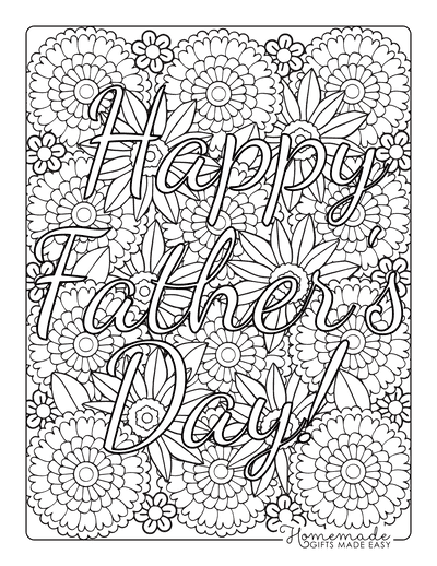 Fathers Day Coloring Pages Flower Doodle for Adults