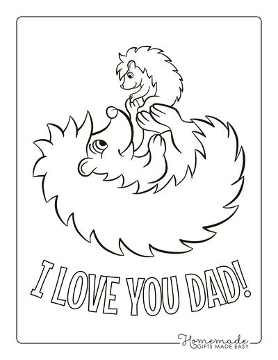 Fathers Day Coloring Pages I Love You Dad Baby Hedgehog Cute