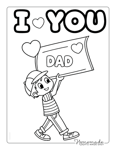 Fathers Day Coloring Pages I Love You Dad Fathers Day Card Coloring