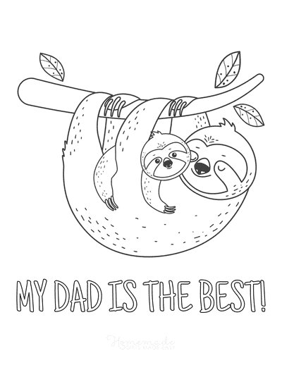 Fathers Day Coloring Pages Sloths Best Dad