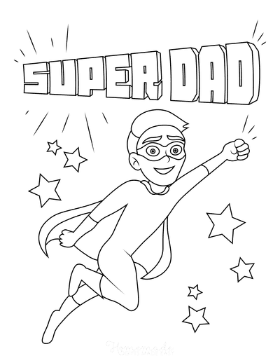 Fathers Day Coloring Pages Super Dad Flying