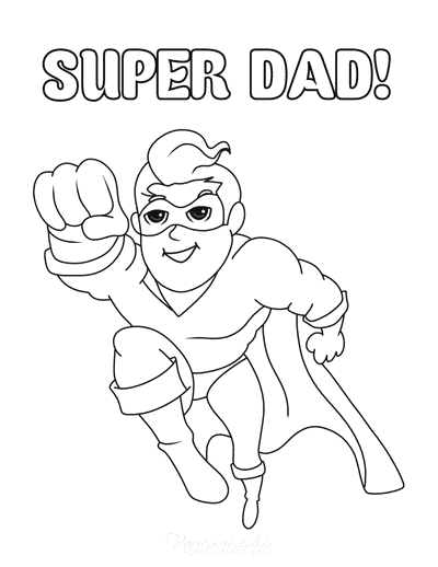 Fathers Day Coloring Pages Superhero Dad Flying
