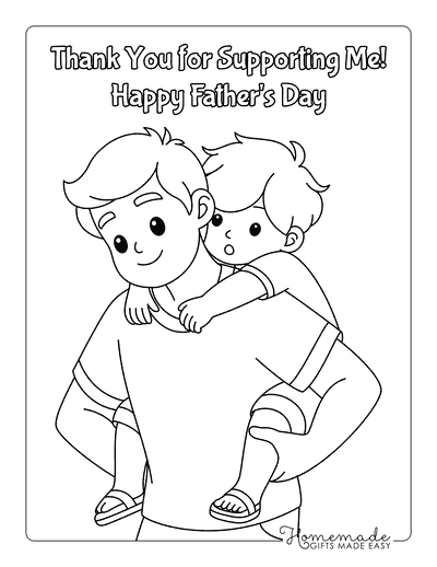 Fathers Day Coloring Pages Supportive Dad Carrying Child